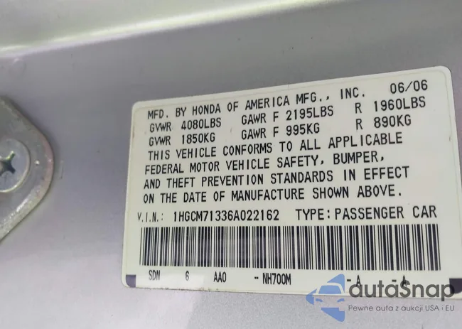 1HGCM71336A022162: 43802574