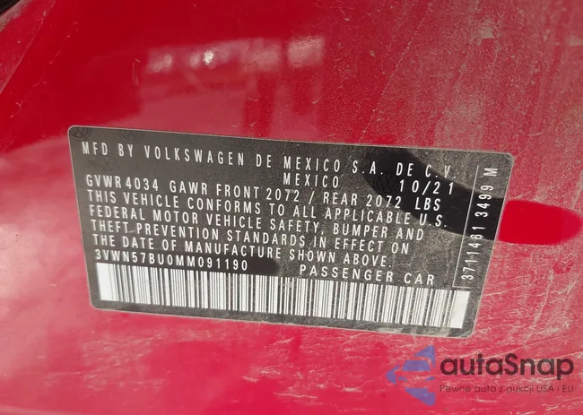 3VWW57BU0MM911790: 43802600