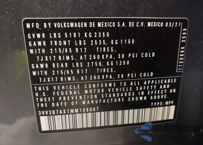 3VV3B7AX1MM106067: 43802679