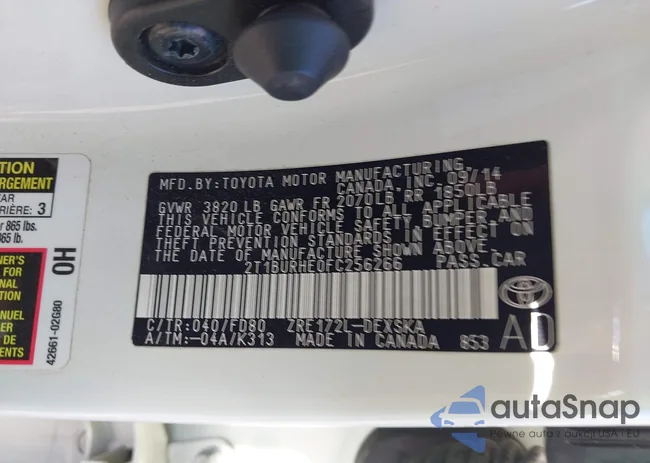 2T1BURHE0FC256266: 43802798