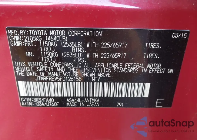 JTMRFREV5FD126158: 43802927