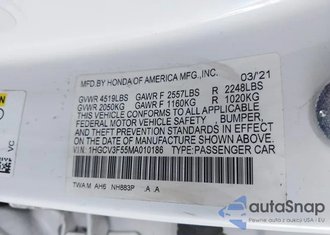 1HGCV3F55MA010186: 43804117