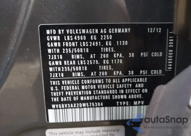 WVGBV3AX2DW575304: 43804125