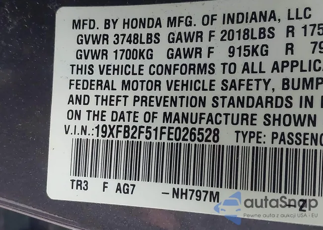 19XFB2F51FE026528: 43804301