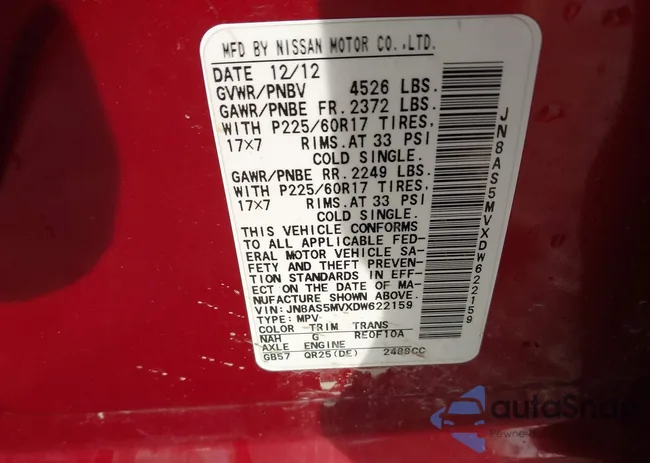 JN8AS5MVXDW622159: 43804314