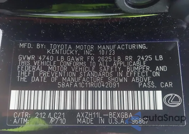 58AFA1C11RU042091: 43804317