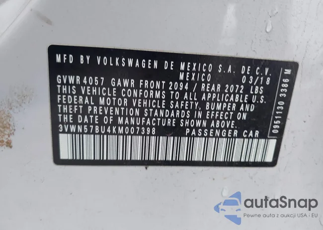 3VWN57BU4KM007398: 43804341