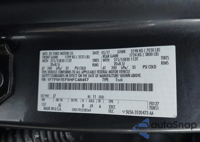 1FTFW1EF5HFC48457: 43804423