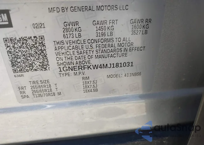 1GNERFKW4MJ181031: 43804465