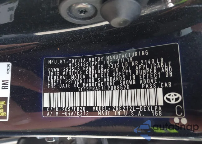 5YFEPRAE4LP088626: 43803545