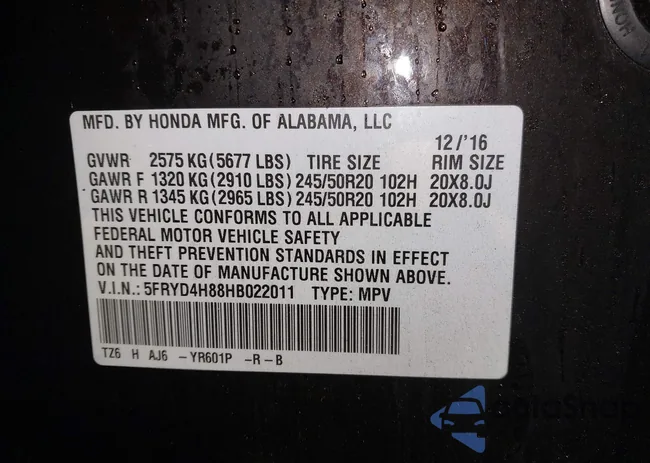 5FRYD4H88HB022011: 43803607