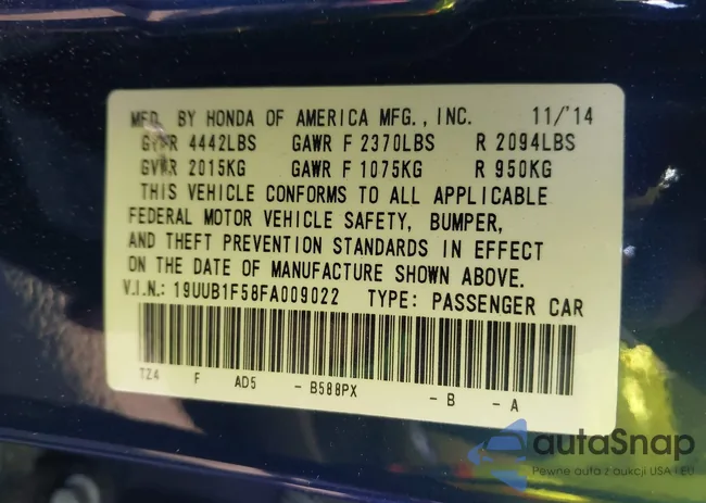 19UUB1F58FA009022: 43803769