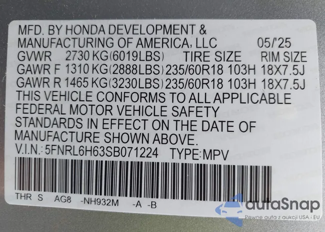 5FNRL6H63SB071224: 43803789