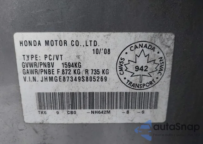 JHMGE87349S805269: 43803812