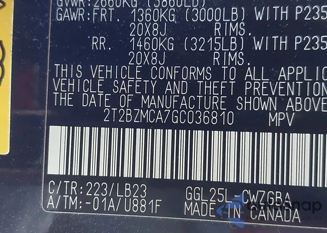 2T2BZMCA7GC036810: 43803826