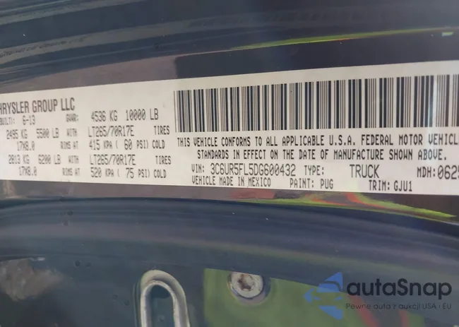 3C6UR5FL5DG600432: 43804950