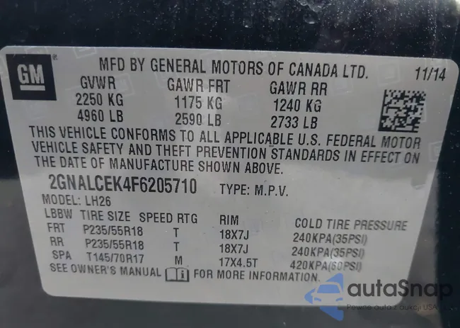 2GNALCEK4F6205710: 43805030