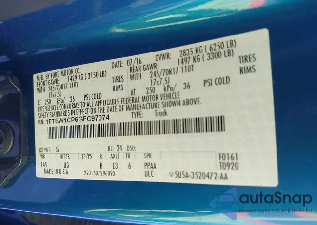 1FTEW1CP6GFC97074: 43805133