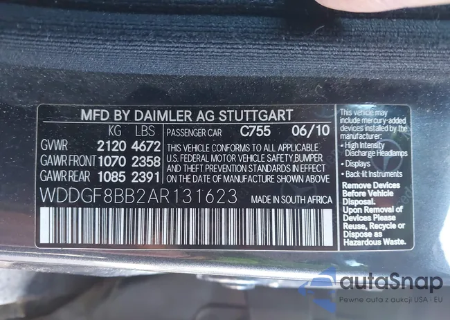 WDDGF8BB2AR131623: 43805202