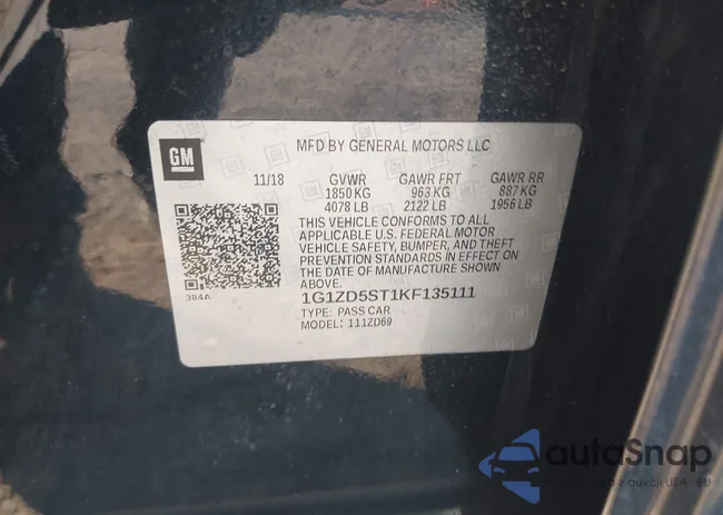 1G1ZD5ST1KF135111: 43805398