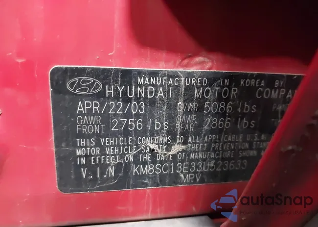 KM8SC13E33U523633: 43805446