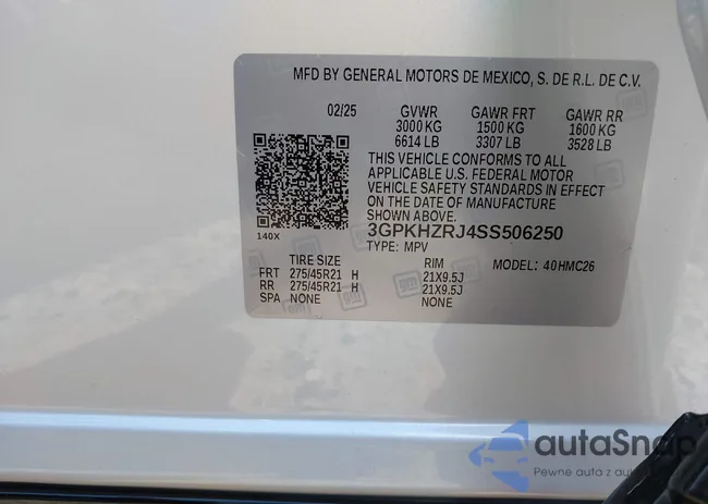 3GPKHZRJ4SS506250: 43805467