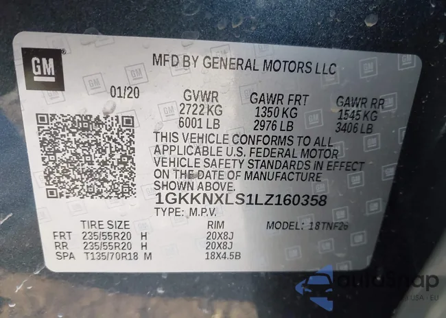 1GKKNXLS1LZ160358: 43805484