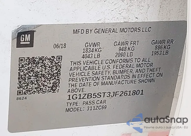 1G1ZB5ST3JF261801: 43805506