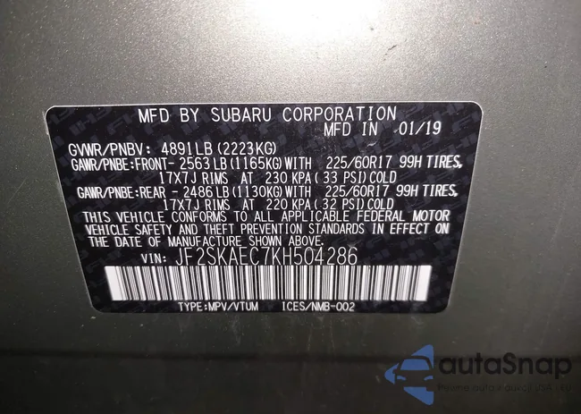 JF2SKAEC7KH504286: 43804643