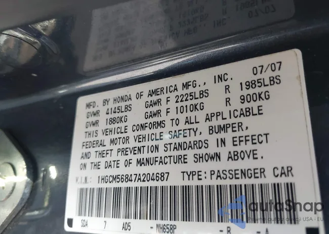 1HGCM56847A204687: 43804673