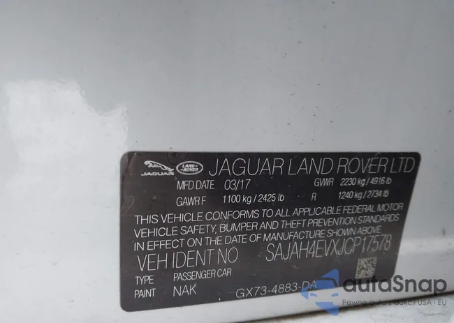 SAJAH4EVXJCP17578: 43804746