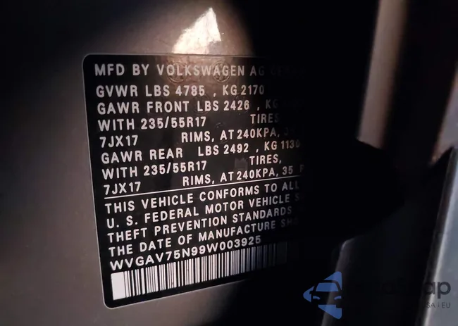 WVGAV75N99W003925: 43804862