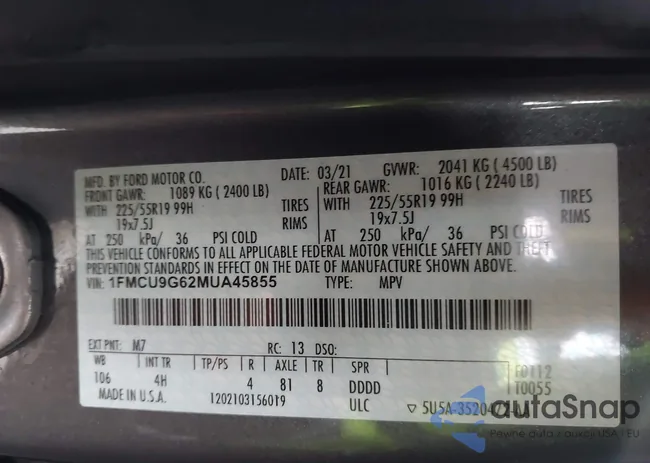 1FMCU9G62MUA45855: 43804900