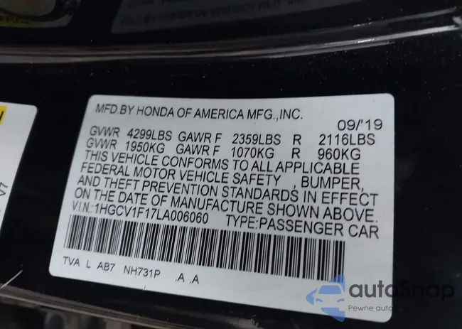 1HGCV1F17LA006060: 43806007