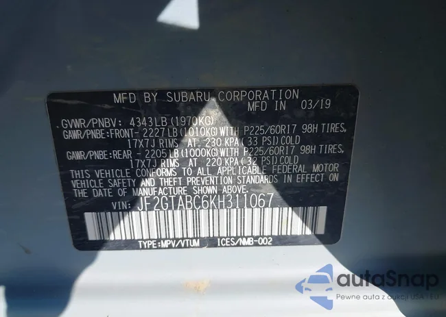 JF2GTABC6KH311067: 43806021