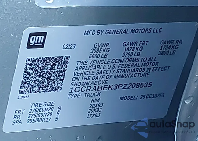 1GCRABEK3PZ208535: 43806182