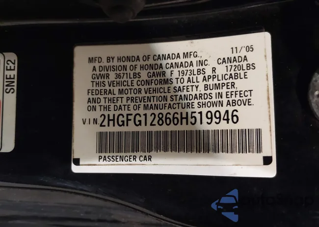 2HGFG12866H519946: 43806247