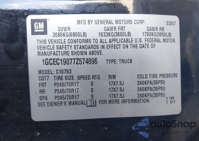 1GCEC19077Z574896: 43806326