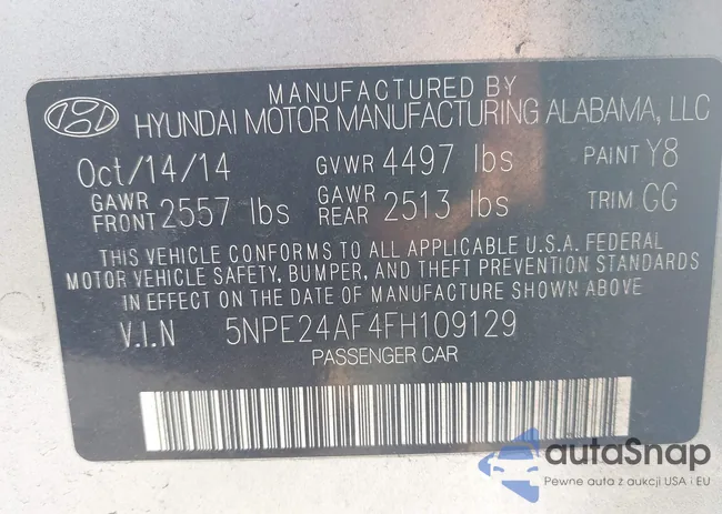 5NPE24AF4FH109129: 43805579