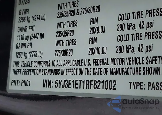 5YJ3E1ET1RF821002: 43805690