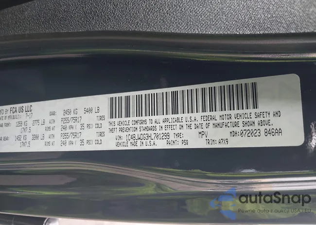 1C4BJWDG3HL701299: 43805708