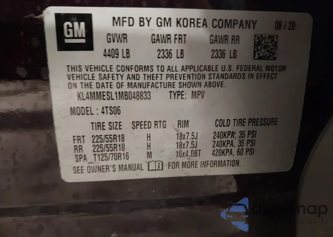 KL4MMESL1MB048833: 43805734