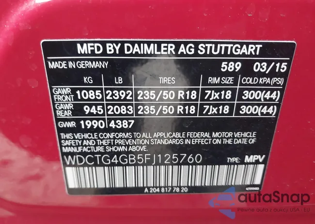 WDCTG4GB5FJ125760: 43805779