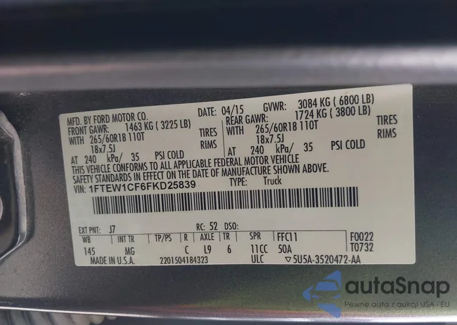 1FTEW1CF6FKD25839: 43805859