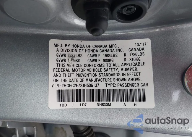 2HGFC2F72JH506137: 43805913