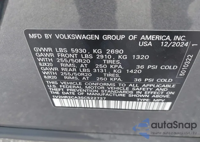 1V2HR2CA3SC522727: 43807018