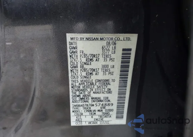 1N6BA07B76N574889: 43807055