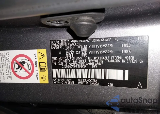 2T2BZMCA9KC176737: 43807151