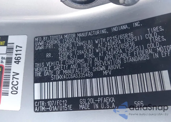 5TDKK4CC6AS335469: 43807234