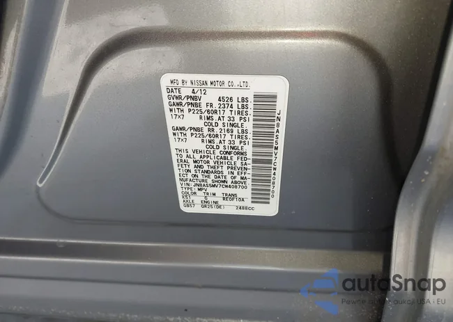 JN8AS5MV7CW408700: 43807246